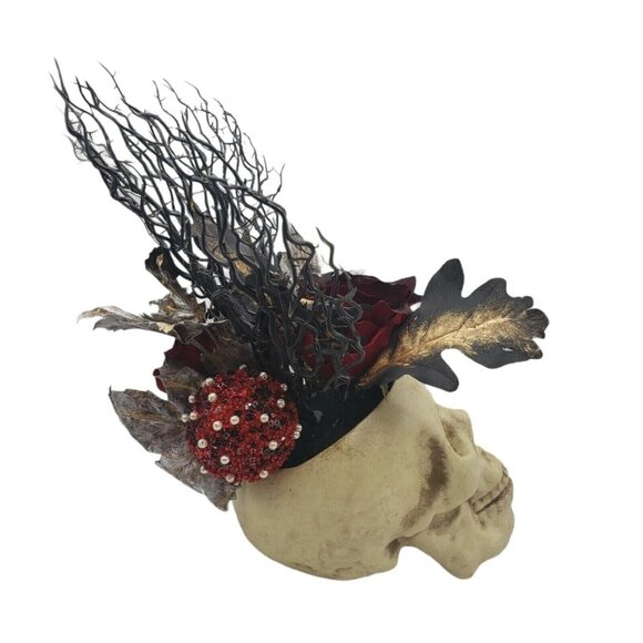 Darksome Gothic Evil Eye Skull Arrangement Floral Rose Flower Arrangement Gothic - Picture 9 of 10